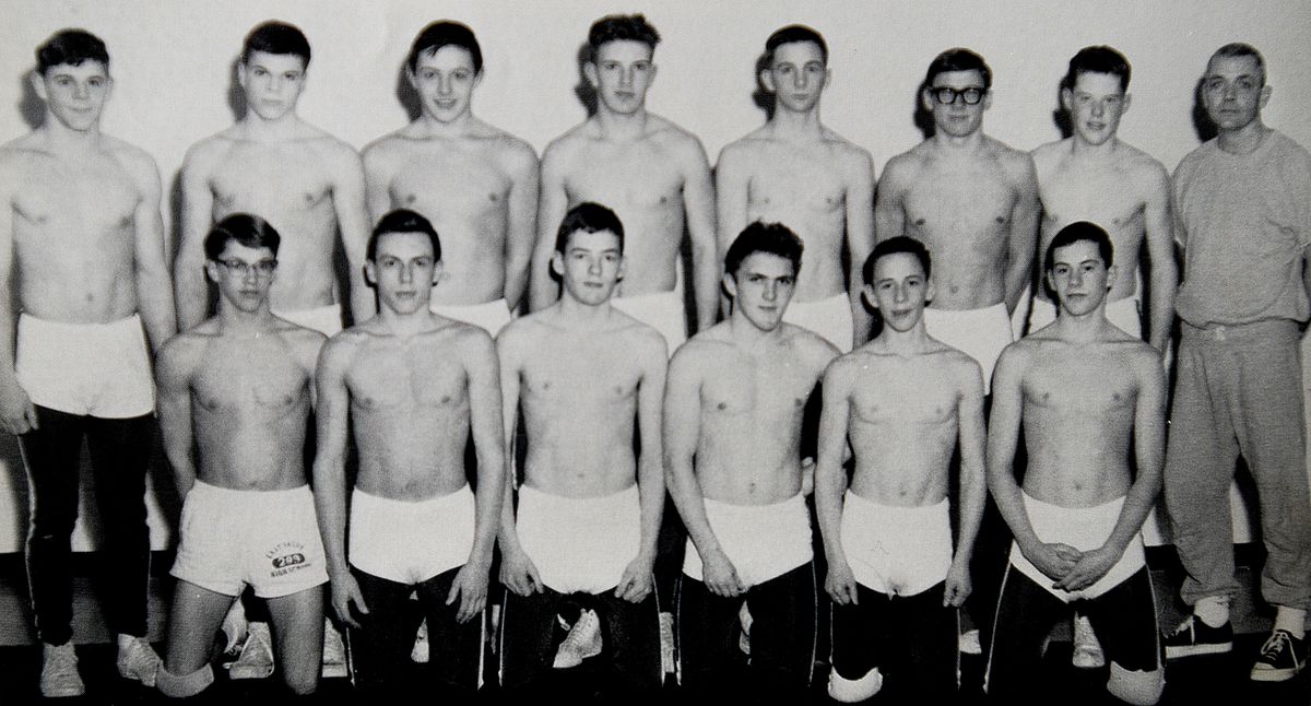 Al Malmo, standing at left in this 1965 East Valley High School yearbook photo, was on the wrestling team. Photo courtesy of Al Malmo (Photo courtesy of Al Malmo / The Spokesman-Review)