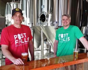 Alex Sylvain (left) and Dan Stokes open their Post Falls Brewing Company on Friday.