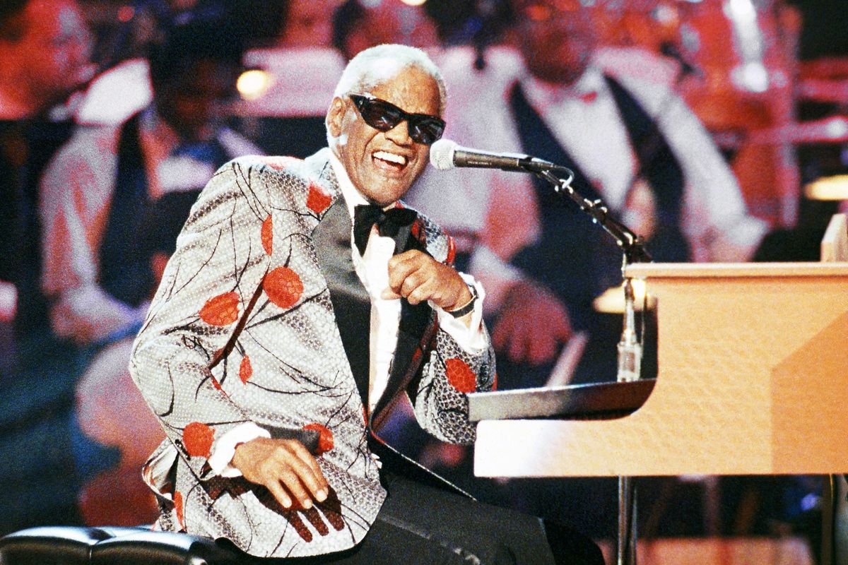 Ray Charles performs during the taping of “Ray Charles: 50 Years in Music, uh-huh” in 1991.  (Kevork Djansezian)