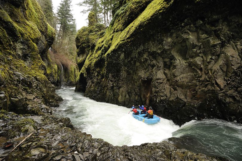 In the spring, when flows are up on Washington's White Salmon River and water is spilled at Condit Dam, there's enough to attract rafters to a stretch that's otherwise dewatered. (Troy Wayrynen / The Columbian)