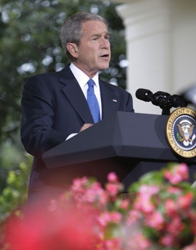 President Bush makes a statement on Iraq  at the White House on Thursday.  (Associated Press / The Spokesman-Review)