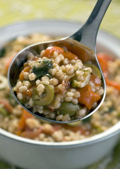  Mediterranean Barley Vegetable Stew is a vegan favorite and a celebration of produce.  (Associated Press)