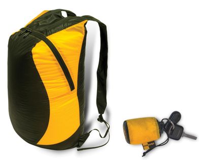 The Ultra-Sil Day Pack unfolds from baseball-size to a utilitarian day pack for carrying light loads. ( )