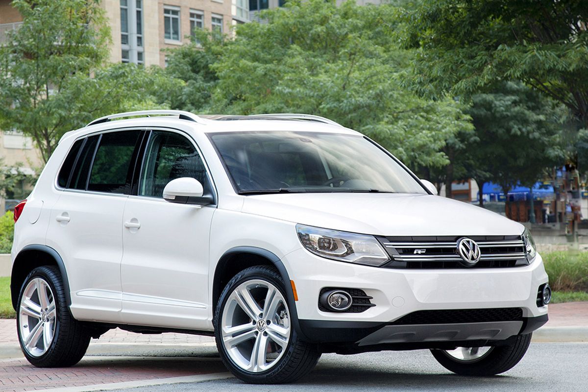 A compact crossover based on VW’s Golf platform, the Tiguan is the most European of the affordable compact crossovers. Its ride reflects the maturity of the Golf platform and the sophistication of VW suspension engineering. Cabin design is clean, understated and functional.  (Volkswagen)