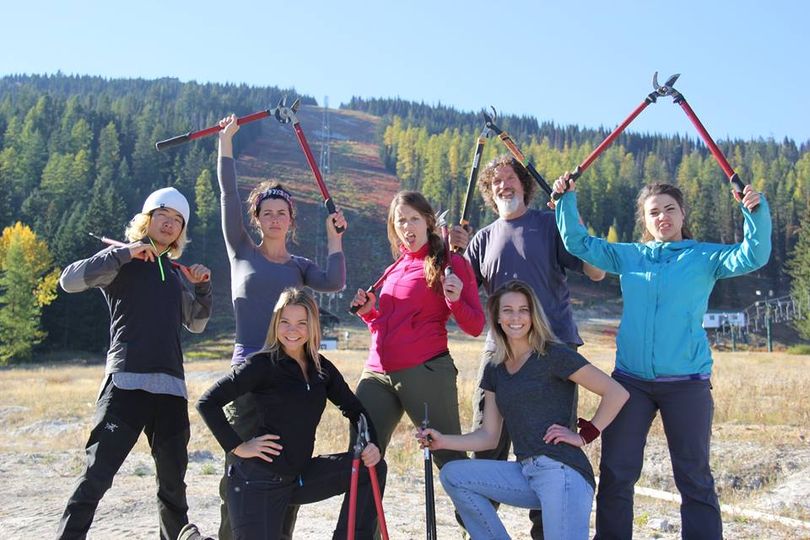 Team Rickochet shows the muscle they put into clearing brush from Mt. Spokane Ski and Snowboard Park trail on the first weekend of October 2015.  (Courtesy)