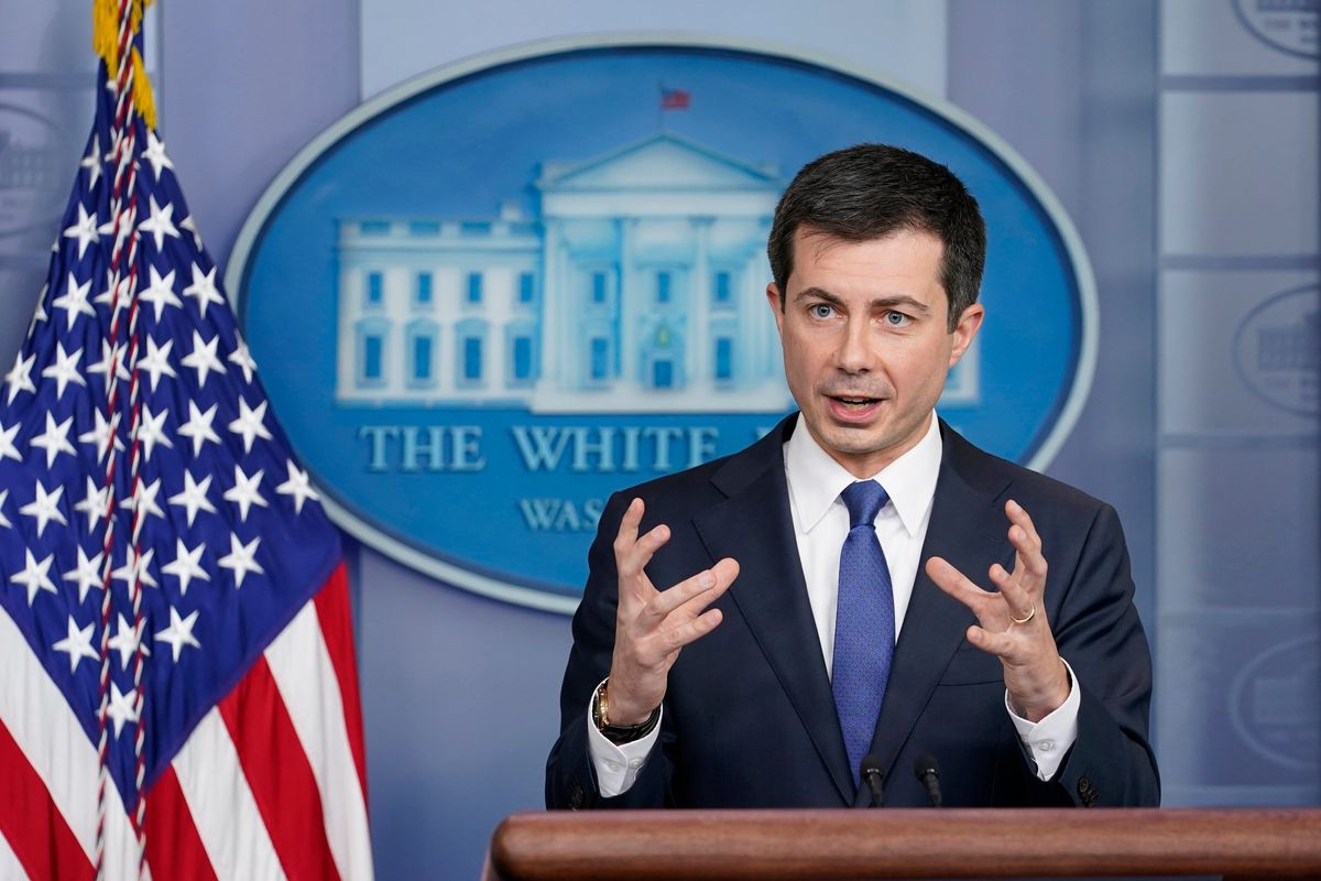 FILE - Transportation Secretary Pete Buttigieg speaks during the daily briefing at the White House in Washington, on Nov. 8, 2021. Buttigieg is vowing help to stem a rising U.S. epidemic of car fatalities with a broad-based government strategy aimed at limiting the speed of cars, redesigning roads to better protect bicyclists and pedestrians and boosting car safety features such as automatic emergency braking. Buttigieg indicated to The Associated Press that new federal data being released next week will show another spike in traffic fatalities through the third quarter of 2021.  (Susan Walsh)