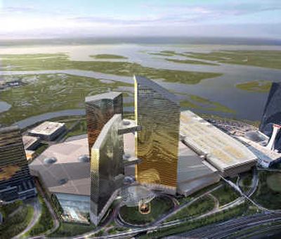 
This photo provided by MGM Mirage Inc. shows a rendering of the MGM Grand Atlantic City. MGM Mirage  plans to build a megacasino resort worth up to $5 billion that will dwarf anything Atlantic City has seen before, the company said Wednesday.Associated Press
 (Associated Press / The Spokesman-Review)