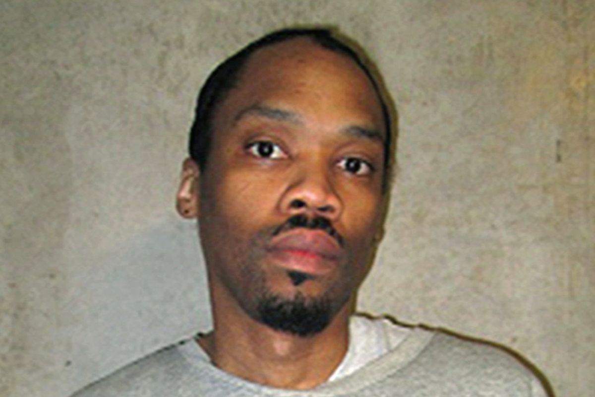 FILE - This photo provided by the Oklahoma Department of Corrections shows Julius Jones Feb. 5, 2018, file. Oklahoma Gov. Kevin Stitt has agreed to commute the death sentence of condemned inmate Julius Jones, who was convicted of murder for a 1999 killing. Stitt announced his decision on Thursday, Nov. 18, 2021, the day of Jones’ scheduled execution.  (HOGP)