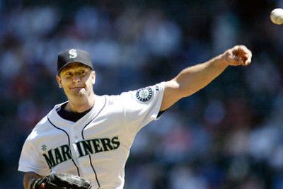 
Mariners' starter Jamie Moyer surrendered a home run to Rangers' outfielder Gary Matthews Jr. on this pitch, his first of the game on Sunday. It was the only run for the big-hitting Rangers.
 (Associated Press / The Spokesman-Review)