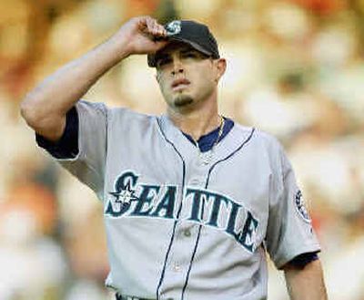 The Seattle Mariners are looking for a recharged Joel Pineiro on the mound tonight in Baltimore after the pitcher has been off the roster to work on improving his mechanics.
(File/Associated Press / The Spokesman-Review)