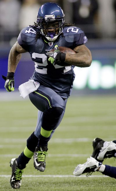 Seahawks running back Marshawn Lynch leads the NFL in rushing over the last six games, with 706 yards. (Associated Press)