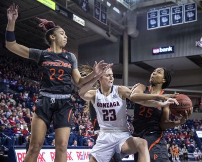 Kiara Kudron and her Gonzaga teammates expect a physical game Thursday night against BYU. (Dan Pelle / The Spokesman-Review)