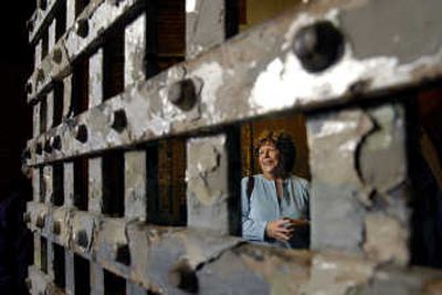 
Sue Eldridge of the Rathdrum/Westwood Historical Society talks about plans to move forward with restoring the historic jail after the building was hit by vandals. 
 (Kathy Plonka / The Spokesman-Review)