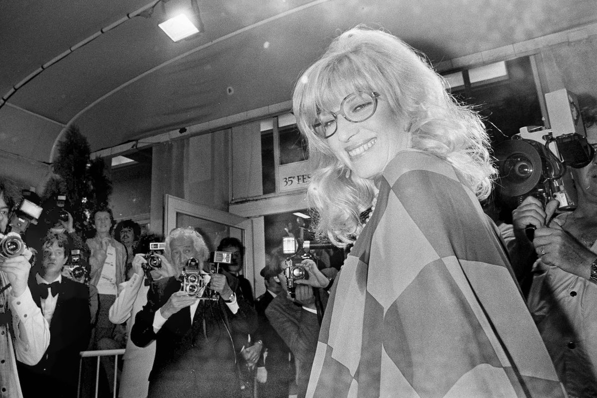 FILE - Italian actress Monica Vitti arrives at the Festival Palace to see director Michelangelo Antonioni