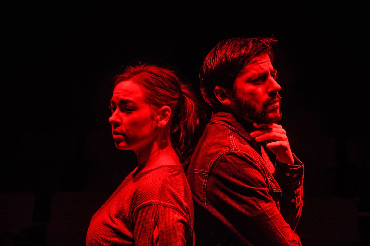 Chelsea DuVall, as Marianne, and Max Elinsky, as Roland, in the "Red Light" scene of Spokane Civic Theater