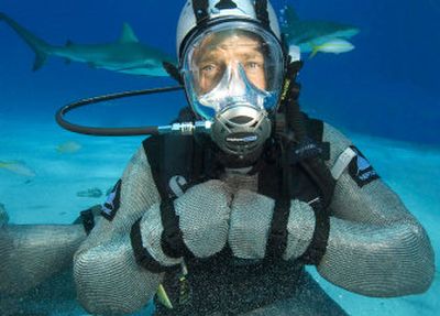 
Mike Rowe appears in protective gear as he hosts an episode of Discovery Channel's 