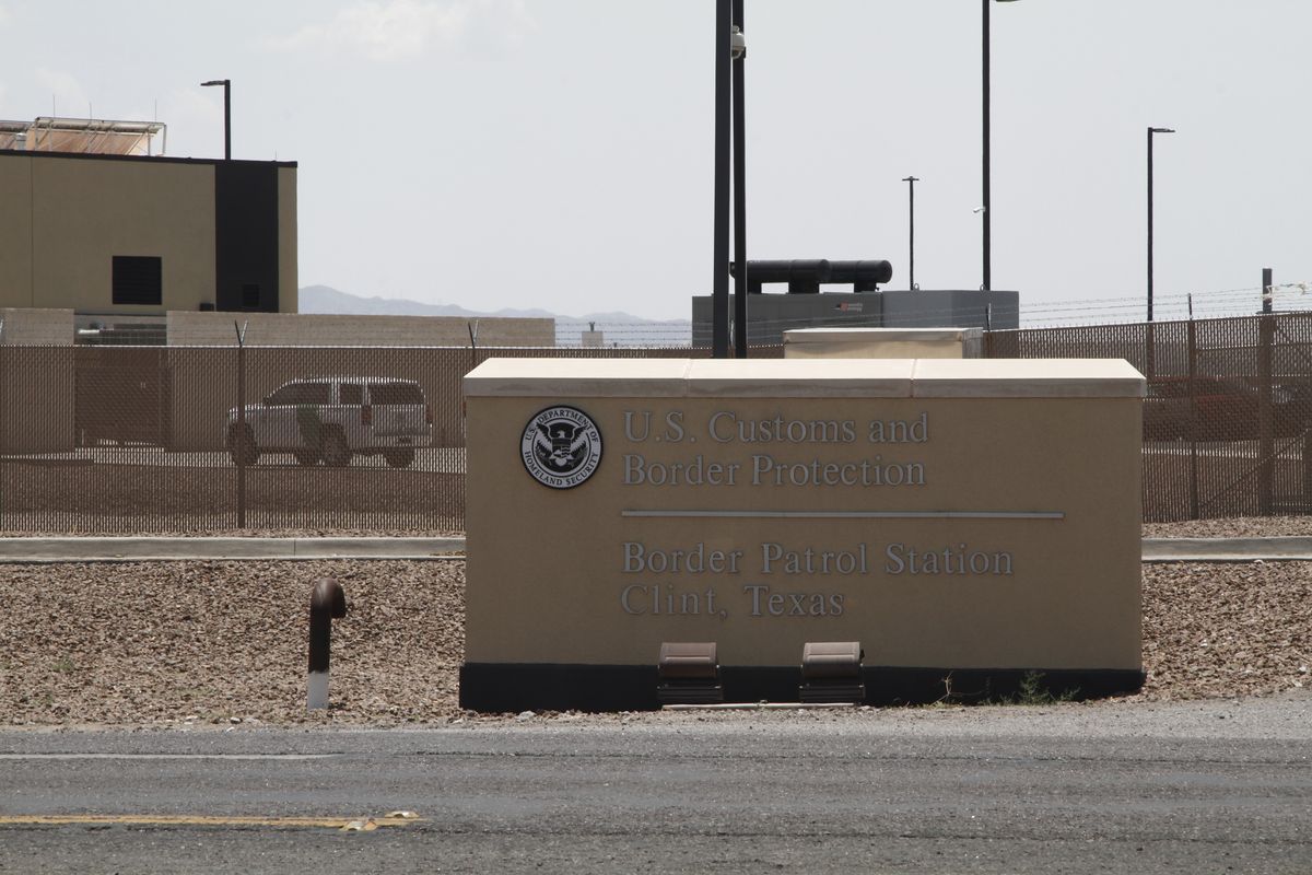 FILE - In this June 26, 2019, file photo, the entrance to the Border Patrol station in Clint, Texas. More Americans disapprove than approve  of how President Joe Biden is handling waves of unaccompanied immigrant children arriving at the U.S.-Mexico border, and his efforts on larger immigration policy aren’t polling as well as those on other top issues.  (Cedar Attanasio)