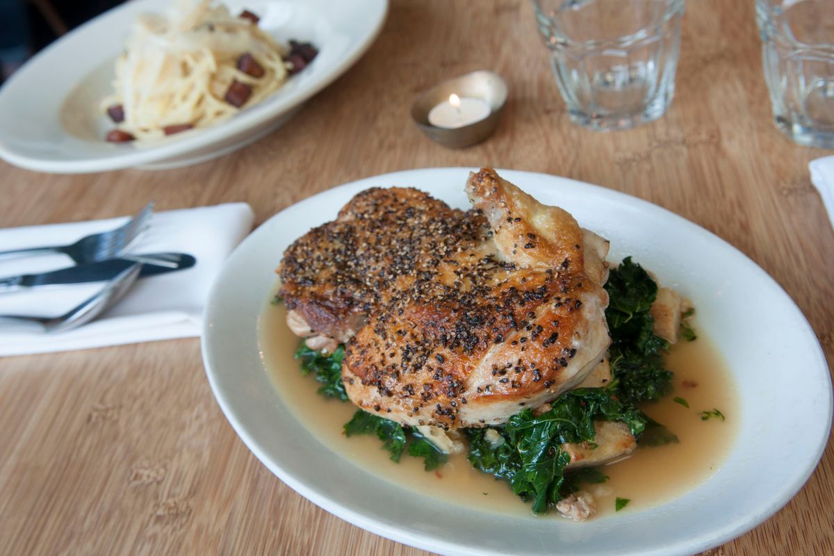 The roast chicken and carbonara are two of the top-selling dishes at the Black Cypress restaurant in downtown Pullman. The restaurant is one of five finalists for a 2023 James Beard Foundation award for outstanding hospitality.  (Adriana Janovich/For The Spokesm)