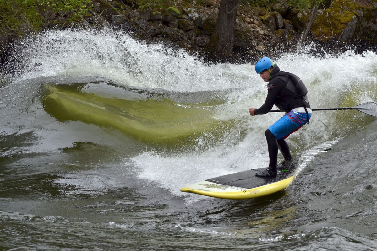 KB Brown surfs the Pipeline wave on the Lochsa River.