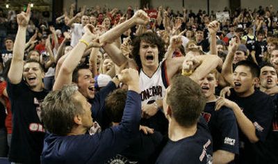 Gonzaga forward Adam Morrison was almost always the center of attention during this past season, whether with his adoring fans or the media.
 (Associated Press / The Spokesman-Review)