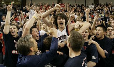 Gonzaga forward Adam Morrison was almost always the center of attention during this past season, whether with his adoring fans or the media.
 (Associated Press / The Spokesman-Review)