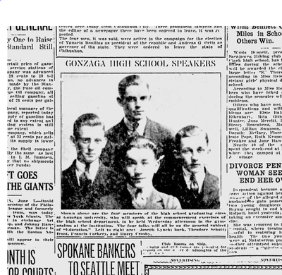 Harry “Bing” Crosby is pictured at right. (Spokane Daily Chronicle archives)