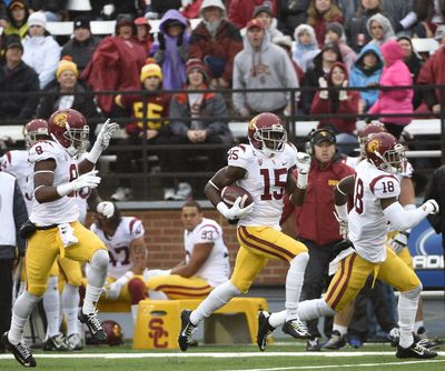 USC’s Nelson Agholor returned a punt for a touchdown against Washington State last weekend. (Tyler Tjomsland)