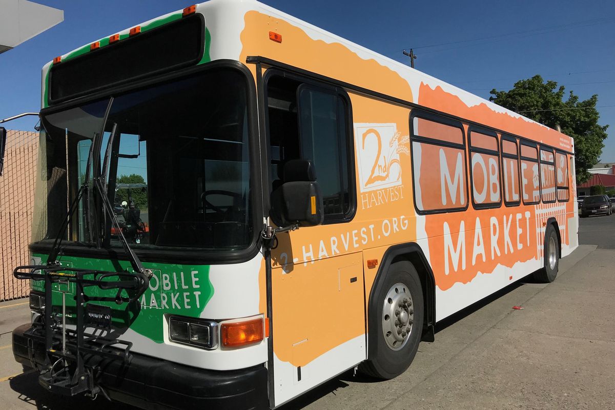 The Second Harvest food bank has retrofitted a former Spokane public transit bus to be a mobile grocery store. When the bus is ready to hit the road, Second Harvest will visit first the northeast Spokane neighborhoods, Second Harvest Community Relations Manager Julie Humphreys said. (Second Harvest / Courtesy photo)