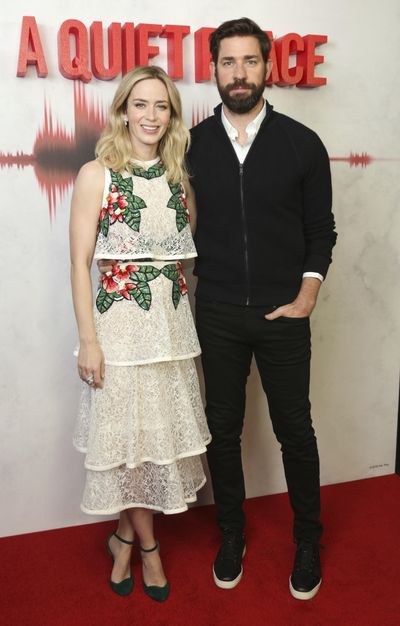 Emily Blunt and John Krasinski pose for the UK premiere screening of A Quiet Place on April 5. Krasinski is starring in ‘Jack Ryan’ on Amazon Prime. (Joel C Ryan / Joel C Ryan/Associated Press)