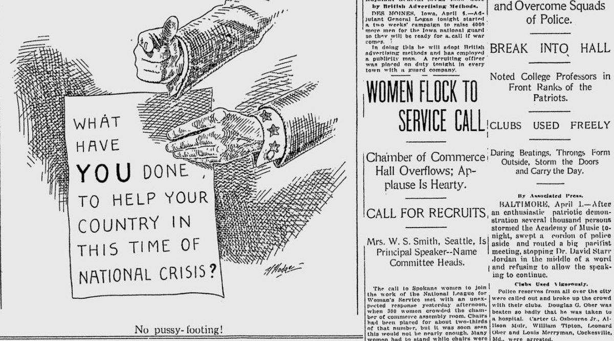 With Congress preparing to declare war on Germany, Spokane women enthusiastically responded to a call to join the National League for Women’s Service, The Spokesman-Review reported on April 2, 1917. (Spokesman-Review archives)