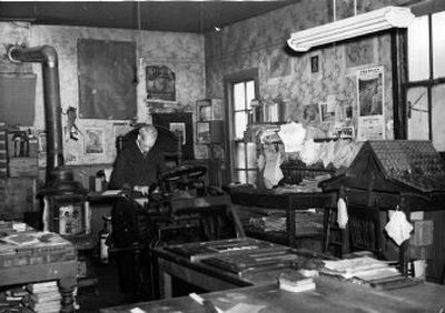 
This 1953 photo is of Joseph R. M. Culp, working in the printshop of the Rathrum Tribune. The small North Idaho paper was one of the last handset papers in the country. 
 (Photo archive/ / The Spokesman-Review)