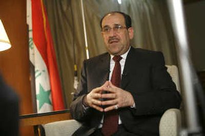 
Nouri al-Maliki speaks during an interview Sunday in New York. The Iraqi prime minister will attend the U.N. General Assembly. Associated Press
 (Associated Press / The Spokesman-Review)
