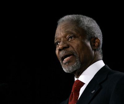 
U.N. Secretary-General Kofi Annan  gives his farewell address at the Truman Library in Independence, Mo., Monday. 
 (Associated Press / The Spokesman-Review)