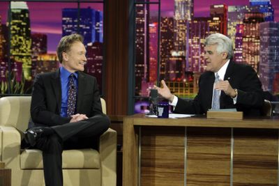 Conan O’Brien appeared as a guest, and soon-to-be successor, on Jay Leno’s final taping as host of NBC’s “The Tonight Show” in Burbank, Calif. on Friday. (Associated Press / The Spokesman-Review)
