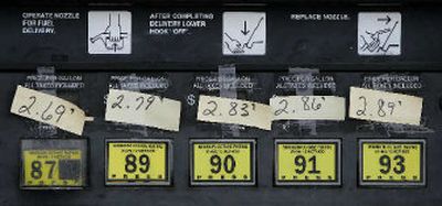 
Handwritten notes cover the digital displays unable to display the correct price of gasoline at a gas station in Lynn, Ind., earlier this week. 
 (Associated Press / The Spokesman-Review)