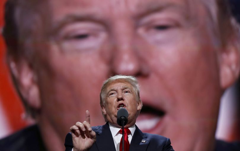 Republican Presidential Candidate Donald Trump, speaks during the final day of the Republican National Convention in Cleveland, Thursday. (AP Photo/Carolyn Kaster) 