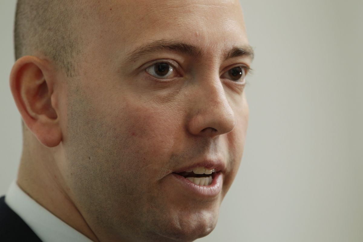 In this Tuesday, Oct. 16, 2012,  photo, Greg Smith, the former Goldman Sachs banker, responds to questions during a news interview in New York.  Smith was a vice president at Goldman Sachs until March when he announced his departure from the investment bank with a blistering editorial in The New York Times, accusing Goldman of routinely deceiving clients and relentlessly pursuing profit at the expense of morality. (Frank Ii / Associated Press)