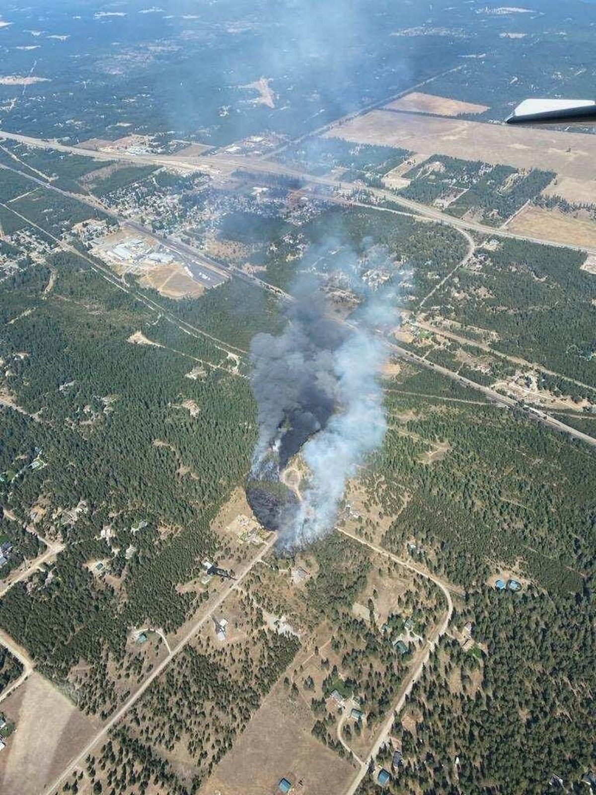 A fire that forced the evacuation of the city of Athol is shown Tuesday, August 15, 2023.  (Idaho Department of Lands)