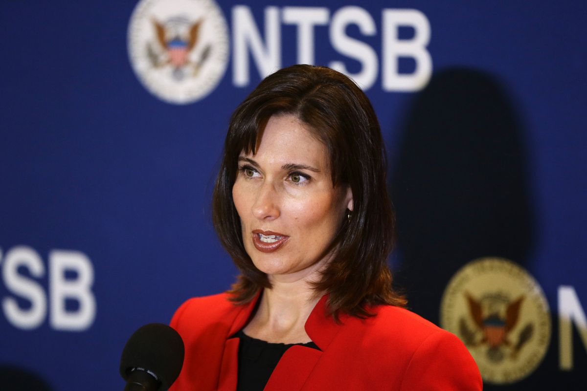 National Transportation Safety Board (NTSB) Chair Deborah Hersman speaks at a news conference at the National Press Club in Washington, Wednesday, Nov. 14, 2012, regarding the NTSB
