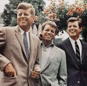  This undated file photo shows the Kennedy brothers, John F. Kennedy, left, Robert Kennedy, and Ted Kennedy, right, in Hyannis Port, Mass. Ted Kennedy, has died after battling a brain tumor his family announced early Wednesday Aug. 26, 2009. (Associated Press)