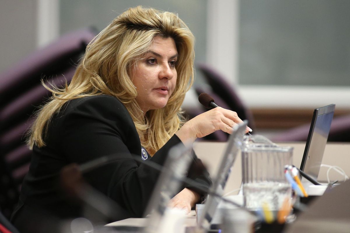 In a Monday, June 3, 2013 file photo, Nevada Assemblywoman Michelle Fiore, R-Las Vegas, works in committee during the final day of the 77th Legislative session at the Legislative Building in Carson City, Nev. (Cathleen Allison / Associated Press)