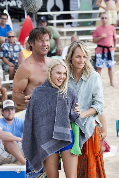 Dennis Quaid, AnnaSophia Robb and Helen Hunt in “Soul Surfer.”