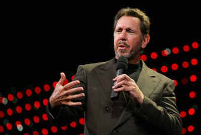 Oracle chief executive Larry Ellison delivers an address to Oracle customers last week in in San Francisco
(Associated Press / The Spokesman-Review)