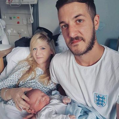 This is an undated hand out photo of Chris Gard and Connie Yates with their son Charlie Gard provided by the family, at Great Ormond Street Hospital, in London. (Family of Charlie Gard)
