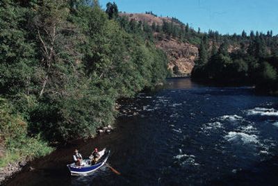 
Drift boat anglers float and fish last week on the Klickitat River, where anglers willing to gamble on fickle fall stream conditions can find excellent fishing for steelhead and even chinook salmon. 
 (The Spokesman-Review)