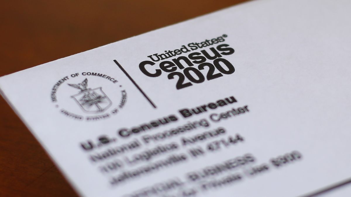 FILE - This April 5, 2020, file photo shows an envelope containing a 2020 census letter mailed to a U.S. resident in Detroit. Michigan's slow population growth over the past decade will cost the state a U.S. House seat, continuing a decades-long trend as job-seekers and retirees have fled to other states.  (Paul Sancya)