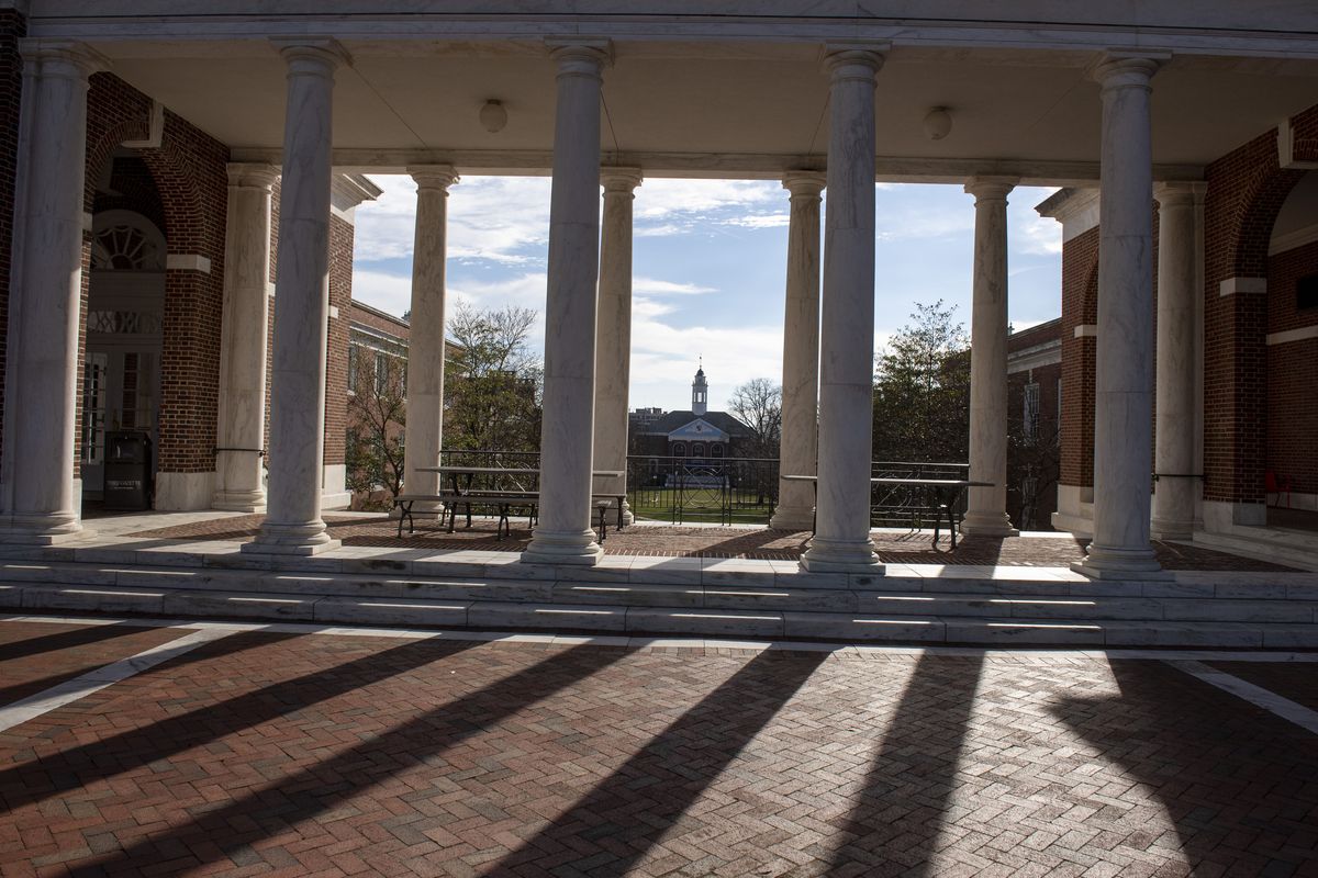 The Johns Hopkins University campus in Baltimore. A $1 billion donation from Mike Bloomberg will allow Hopkins to offer free tuition to medical school students whose families earn less than $300,000 a year.  (Jonathan Newton/The Washington Post)