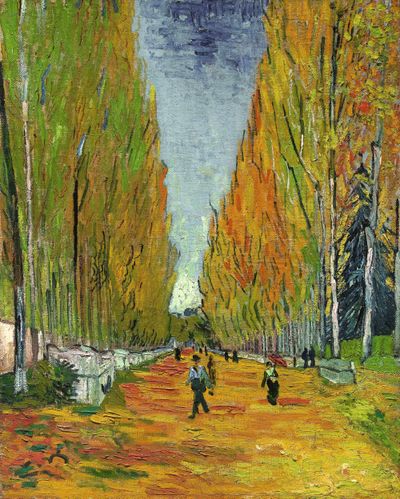 This undated photo provided by Sotheby’s shows the Vincent van Gogh painting, “The Allee of Alyscamps.” (Associated Press)