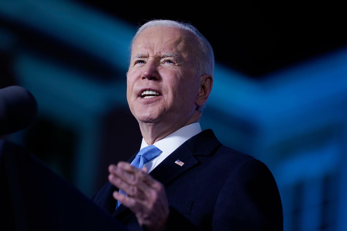 President Joe Biden delivers a speech about the Russian invasion of Ukraine, at the Royal Castle, Saturday, March 26, 2022, in Warsaw. (Evan Vucci)