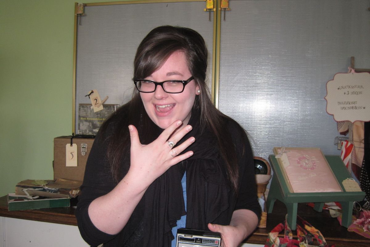Ashley Hanson shows off the ring she purchased at the Funky Junk Antique Sale (Cheryl-Anne Millsap / Photo by Cheryl-Anne Millsap)